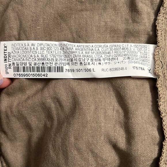 ZARA Pinafore Dress with Pockets - Green - Size: Large - Picture 10 of 15